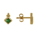 Les poulettes bijoux boucles d'oreilles plaqu� or trois billes et carr� de zirconium