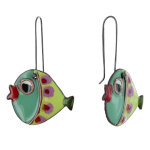Les poulettes bijoux - boucles d'oreilles poissons �maill�s vert