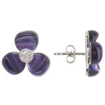Les poulettes bijoux - boucles d'oreilles puces argent fleurs et zirconium violet
