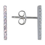 Les poulettes bijoux boucles d'oreilles puces argent rhodi� grande barrette de strass