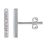 Les poulettes bijoux boucles d'oreilles puces argent rhodi� petite barrette de strass