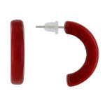 Les poulettes bijoux boucles d'oreilles en tagua demi lune - rouge