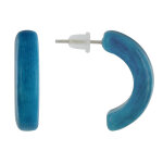 Les poulettes bijoux boucles d'oreilles en tagua demi lune - turquoise