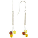 Les poulettes bijoux - boucles d'oreilles trois perles d'ambre d�grad� de couleurs