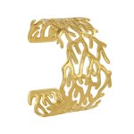 Les poulettes bijoux - bracelet acier dor� manchette corail