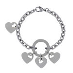 Les poulettes bijoux - bracelet acier maillons ovales cercle et coeurs