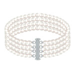 Les poulettes bijoux - bracelet argent 4 rangs de perles culture blanches 4 mm
