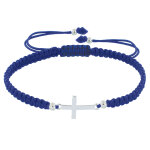 Les poulettes bijoux - bracelet argent 925 croix lien tr�ss� - classics - bleu navy