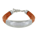 Les poulettes bijoux - bracelet argent 925 demi - jonc sur fils de coton - classics -