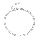 Les poulettes bijoux - bracelet argent 925 double chaines v�nitienne et billes