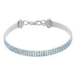 Les poulettes bijoux - bracelet argent 925 rhodi� silicone et strass - classics - bl