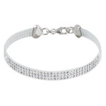 Les poulettes bijoux - bracelet argent 925 rhodi� silicone et strass - classics - bl