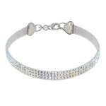 Les poulettes bijoux - bracelet argent 925 rhodi� silicone et strass - classics - mu