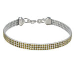 Les poulettes bijoux - bracelet argent 925 rhodi� silicone et strass - classics - or