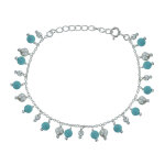 Les poulettes bijoux - bracelet argent breloques perles de culture et turquoise reco