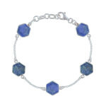 Les poulettes bijoux - bracelet argent cinq hexagones de lapis lazuli facett�s