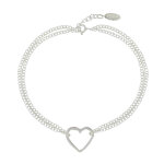 Les poulettes bijoux - bracelet argent coeur ajour� double chaines