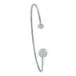 Les poulettes bijoux - bracelet argent demi jonc deux perles