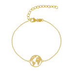 Les poulettes bijoux - bracelet argent dor� mappemonde