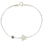 Les poulettes bijoux - bracelet argent etoile de nacre et perle h�matite