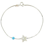 Les poulettes bijoux - bracelet argent etoile de nacre et perle turquoise