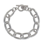 Les poulettes bijoux - bracelet argent grosse gourmette maillons ovales rectangles f