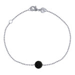 Les poulettes bijoux - bracelet argent m�daille ronde strass noir