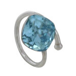 Les poulettes bijoux - bracelet argent orn� d'un cristal bleu ciel - taille 56