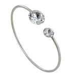 Les poulettes bijoux - bracelet argent orn� de deux cristaux - classics - blanc