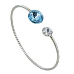 Les poulettes bijoux - bracelet argent orn� de deux cristaux - classics - bleu ciel