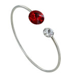Les poulettes bijoux - bracelet argent orn� de deux cristaux - classics - rouge