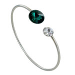 Les poulettes bijoux - bracelet argent orn� de deux cristaux - classics - vert