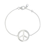 Les poulettes bijoux - bracelet argent peace and love