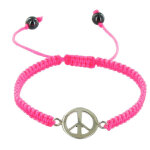 Les poulettes bijoux - bracelet argent peace and love lien tr�ss� fluo - classics