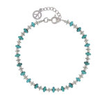 Les poulettes bijoux - bracelet argent perles et disques couleur turquoise