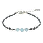 Les poulettes bijoux - bracelet argent perles d'h�matites et de larimar