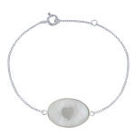 Les poulettes bijoux - bracelet argent petit coeur et ovale de nacre