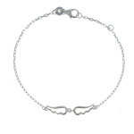 Les poulettes bijoux - bracelet argent rhodi� deux petites ailes d'ange ajour�es