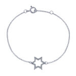 Les poulettes bijoux - bracelet argent rhodi� etoile ajour�e