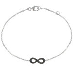 Les poulettes bijoux - bracelet argent rhodi� infini strass noir
