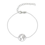 Les poulettes bijoux bracelet argent rhodi� mappemonde