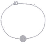 Les poulettes bijoux - bracelet argent rhodi� m�daille ronde etoile polaire et strass