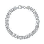 Les poulettes bijoux - bracelet argent rhodi� multiples chaines petits carr�s