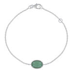 Les poulettes bijoux bracelet argent rhodi� ovale d'aventurine