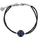 Les poulettes bijoux - bracelet argent rhodi� perle de culture gris noire 11mm et do