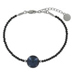 Les poulettes bijoux - bracelet argent rhodi� perle de culture gris noire 11mm et sp