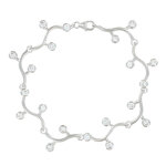 Les poulettes bijoux - bracelet argent rhodi� vague et strass