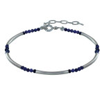 Les poulettes bijoux - bracelet argent tubes et perles facett�es de lapis lazuli