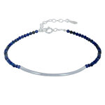 Les poulettes bijoux bracelet argent tube et perles facett�es de lapis lazuli m1