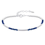 Les poulettes bijoux - bracelet argent tubes et perles facett�es de lapis lazuli m2